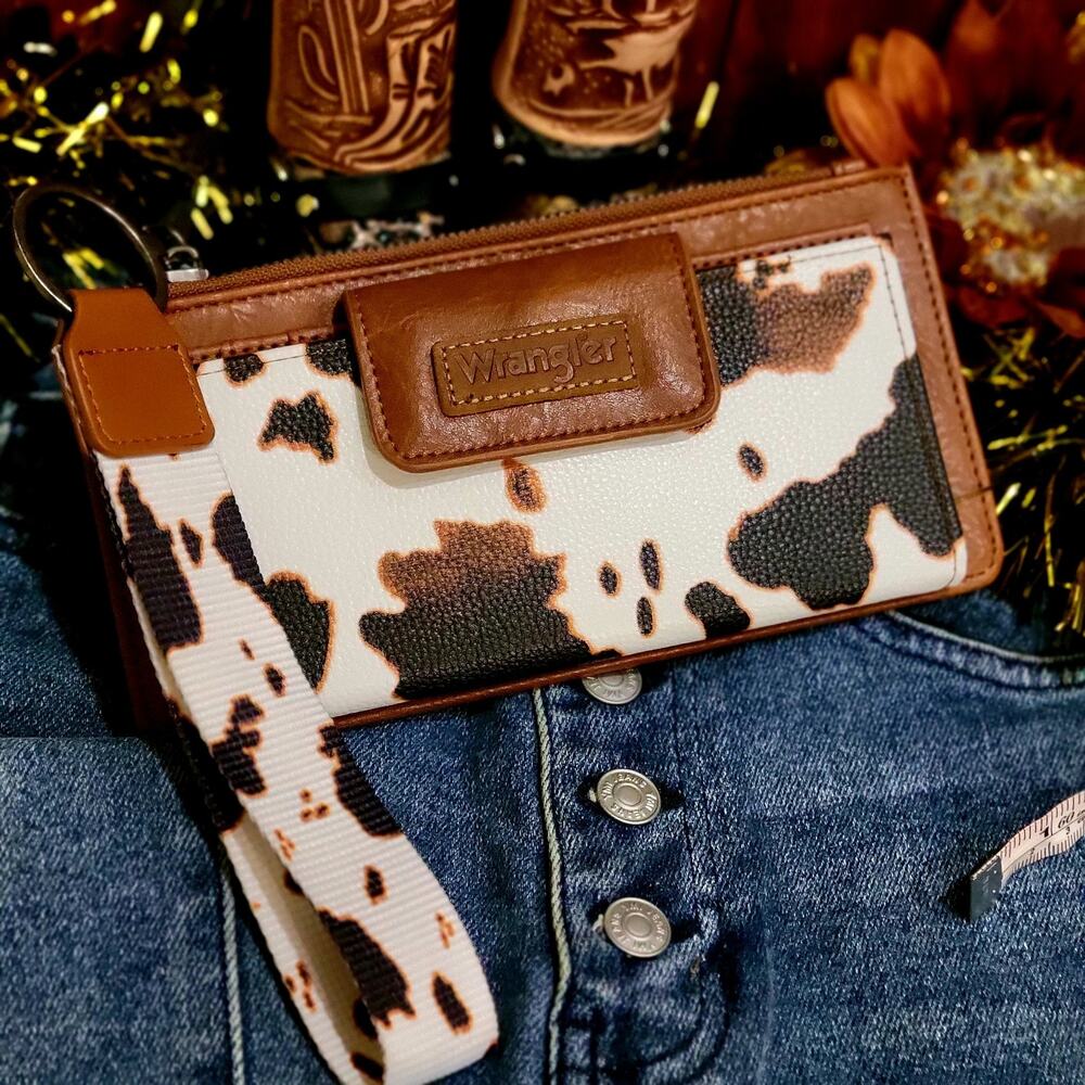Wrangler Cow Print RFID Wallet for Women Card Cases & Money Organizer
